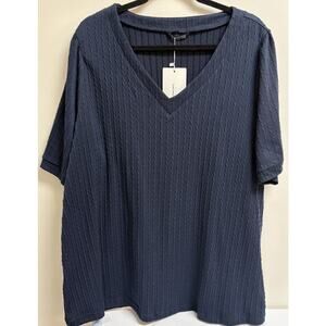 Bloomchic Women’s Navy Short-Sleeve Sweater Blouse Size 18/20